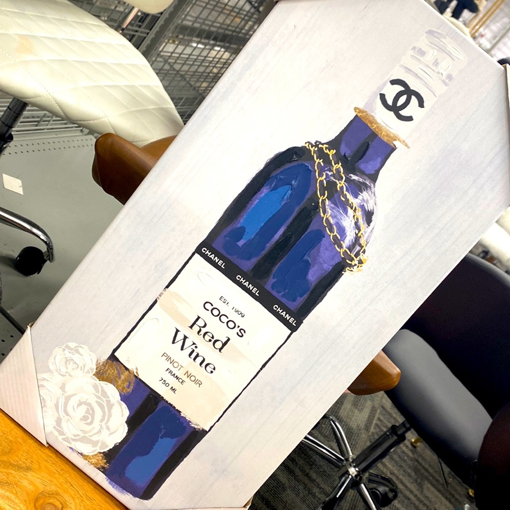 🍷 CHANEL Designer AUTHENTIC wall art 🖼 “LITTLE RED WINE 🍷 “